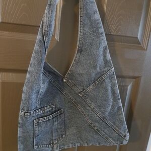 Casual Dark Gray Denim Sling Bag - Unbranded